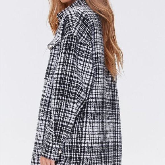 XXI Tweed Bouclé Style Pearl Button Shacket Shirt - Picture 7 of 12